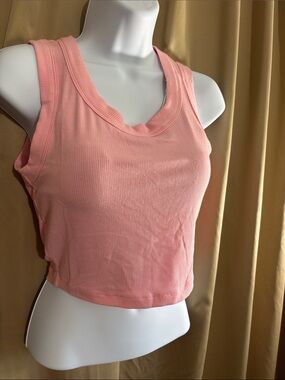 Women's Zenana Pink Ribbed Crop Tank Top